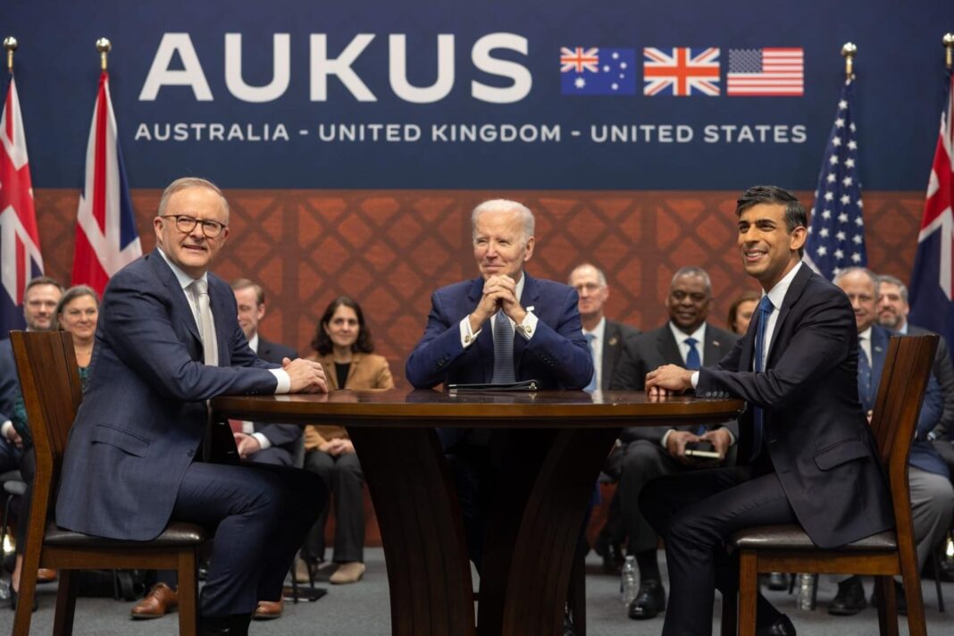 AUKUS leaders in London during March announcement